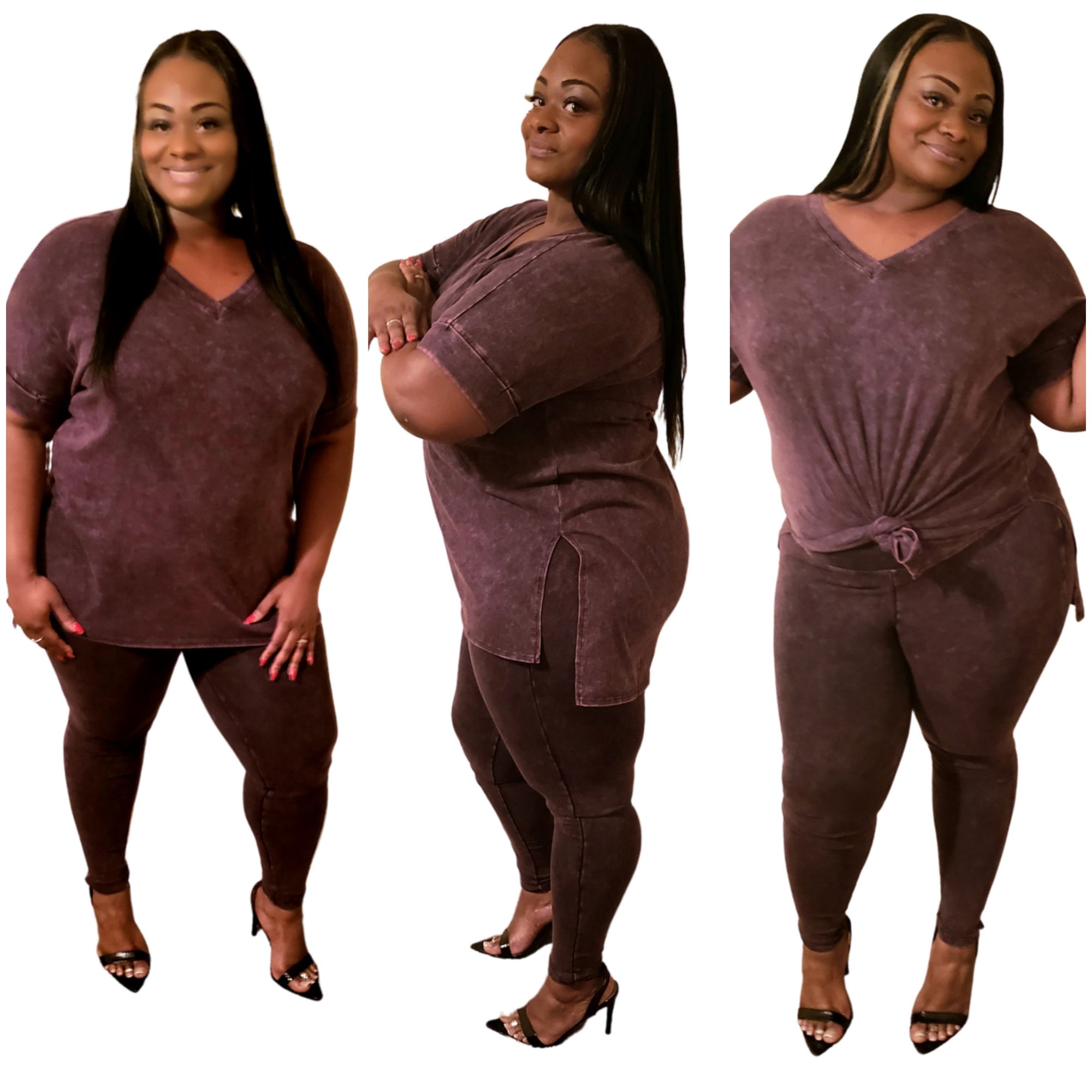 Plus size Mineral Wash 2 piece fitted set 